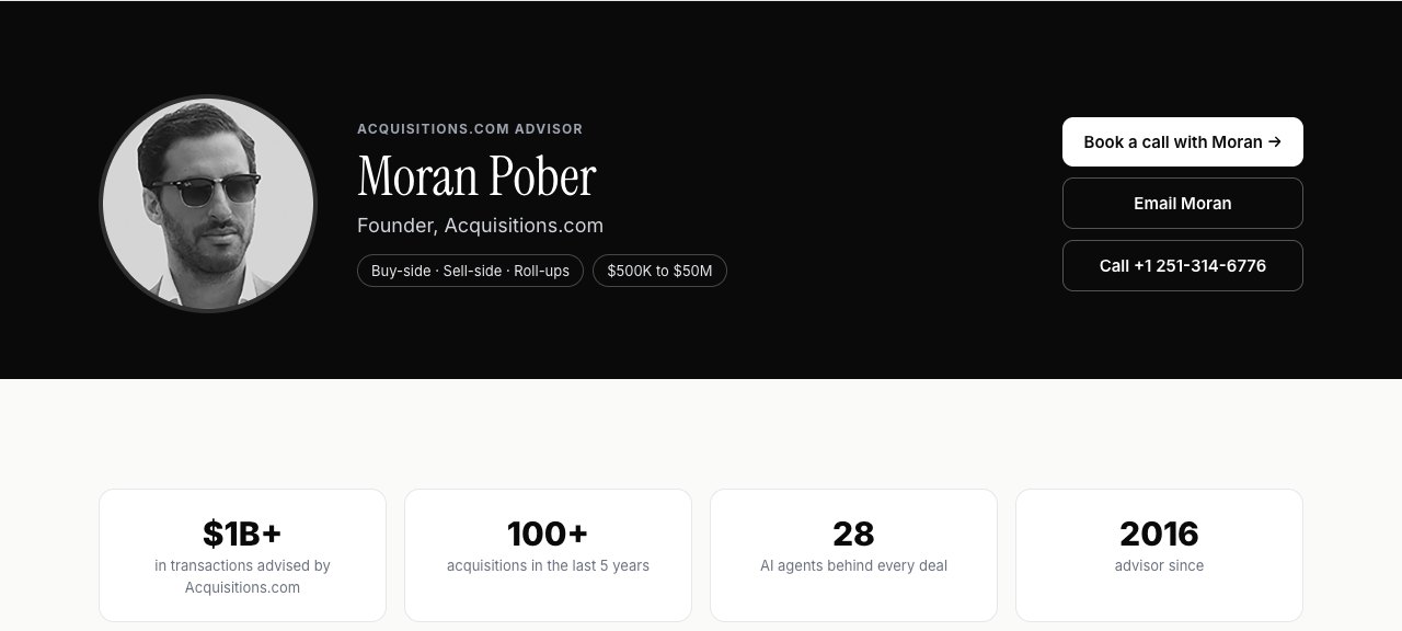 Example advisor page on acquisitions.com